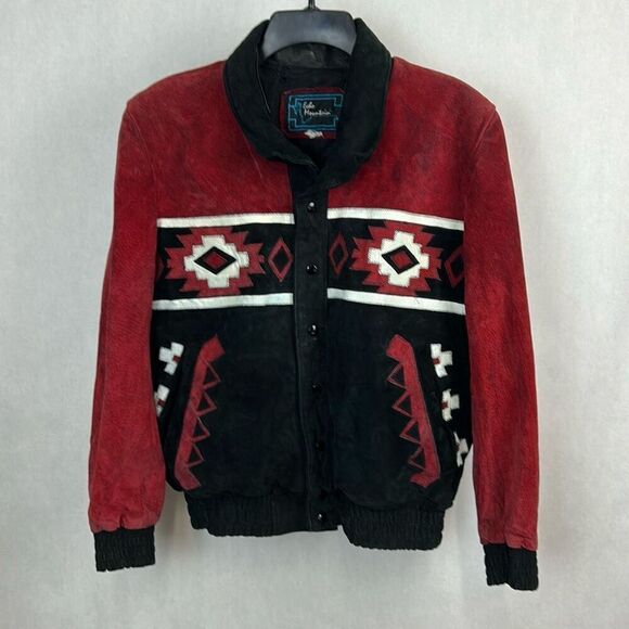 Vtg Echo Mountain Leather Bomber Style Jacket Coat MEX Sz 38, Mens S, Womens L - Picture 1 of 12